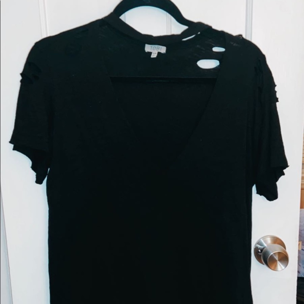 Tobi black distressed t shirt